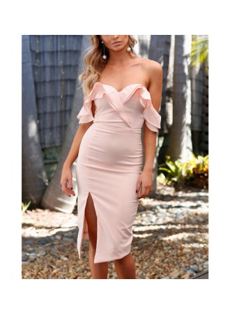 Sexy Ruffle Backless Split Elegant Party Dress M18034