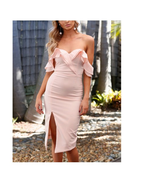 Sexy Ruffle Backless Split Elegant Party Dress M18034
