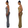 See Through Women Sexy Backless Hot Diamond Elegant Party Dress X5259