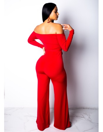 Hot Red Sexy V Neck Jumpsuit M8327