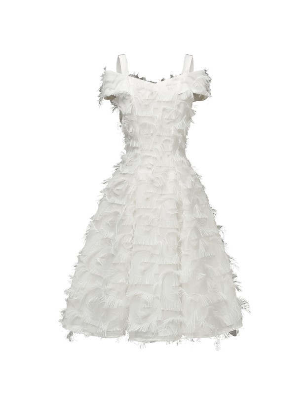Sexy Suspenders Gown Evening Feather Formal Elegant Party Dress CD1715