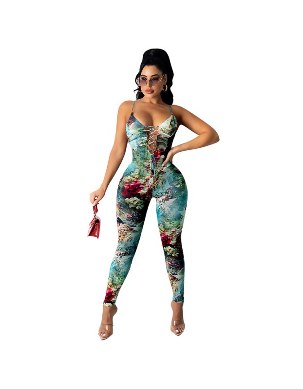 sleeveless bodycon halter top romper jumpsuit M30126