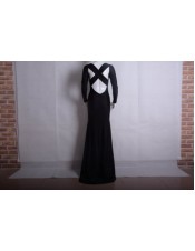 Black Long Sleeves Design Maxi Dress M3971a