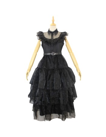 Addams Family Gauze Dress Costume Wednesday PROM Dress Cosplay YF411