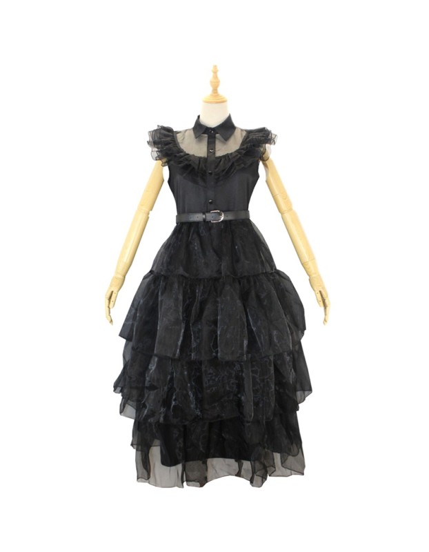 Addams Family Gauze Dress Costume Wednesday PROM Dress Cosplay YF411