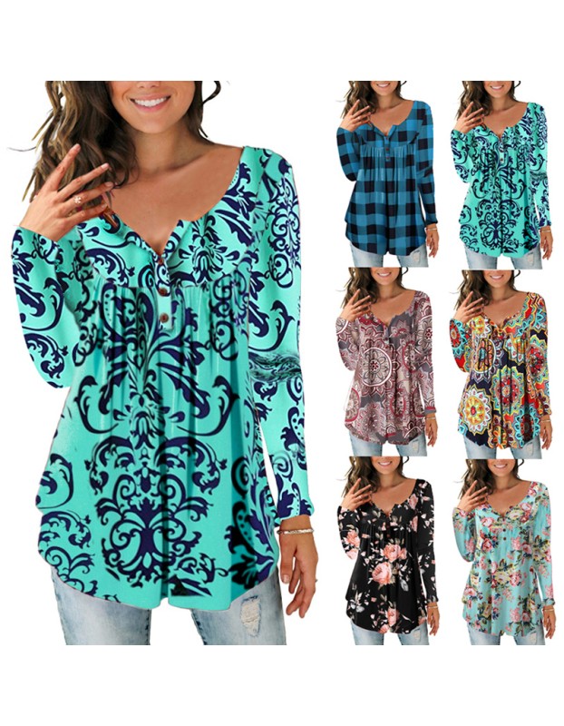 Ladies Casual Floral Printing Blouse M5602