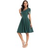 Color Contrast Dark Green Tuck Your Waist And Look Thin Dress Lady CD1769
