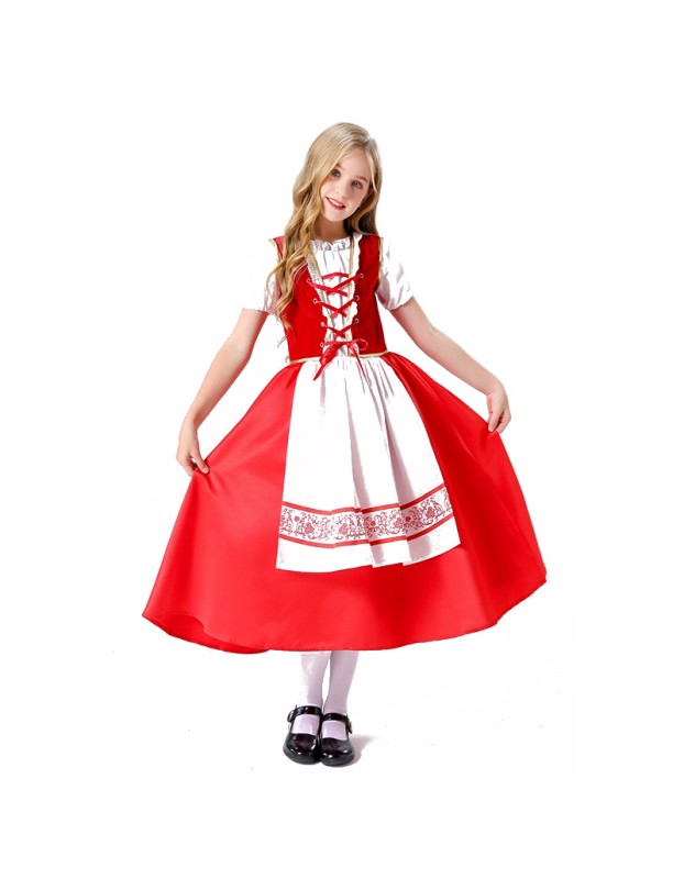 Halloween Children's Dress Girl Little Red Riding Hood  Coak Witch Dress YM5614