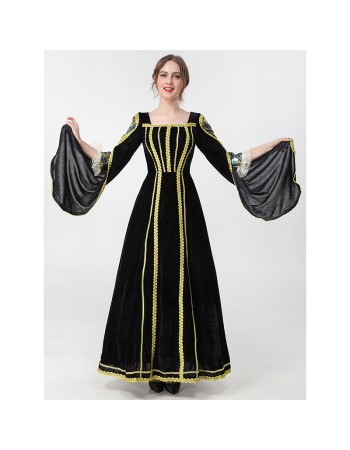 Medieval Court Witch Costume Cosplay Halloween Stage Performance Dress YM9307