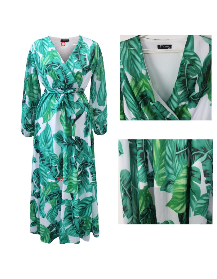 Women Maxi print dress long high quality Summer Beach Chiffon Party Dress M8214