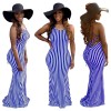 Fashion Striped Sexy Summer Strappy Halter Sexy Women Dress 8620