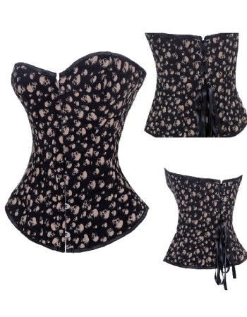 sexy black skull overbust corset m1848