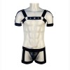 Men's Sexy Bandage Underwear Leather Bodysuits Porn Body Teddies Suit M6833