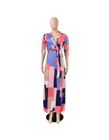 Plus Size Sexy Casual Robe Boho Party Club Long Maxi Dress Print Dress m8435