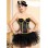 sexy black cotton corset with yellow strips m1854