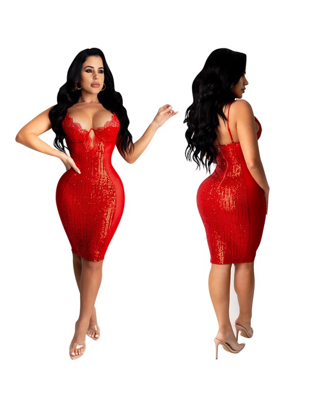 Sequins Lace Sexy Club Nightclub Halter Wedding Dress Bridal Gown X3899
