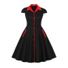 5XL Big Size Elegant Ladies Single-Breasted Vintage Pinup Swing Dress 1729A