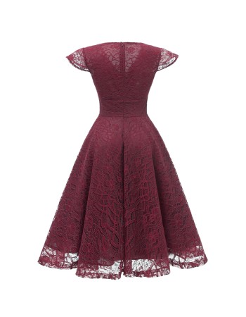Wedding Party Retro Slim Ladies Formal  Lace Mesh Dress CD1717