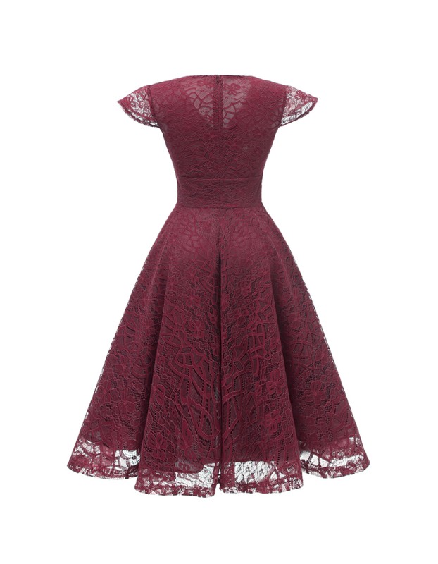 Wedding Party Retro Slim Ladies Formal  Lace Mesh Dress CD1717
