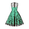 Women Gauze Embroidery Waist Sleeveless Lolita Court Swing Midlength Dress 5122