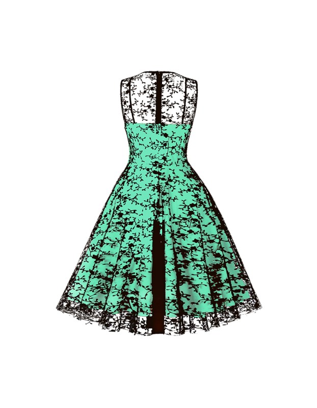 Women Gauze Embroidery Waist Sleeveless Lolita Court Swing Midlength Dress 5122