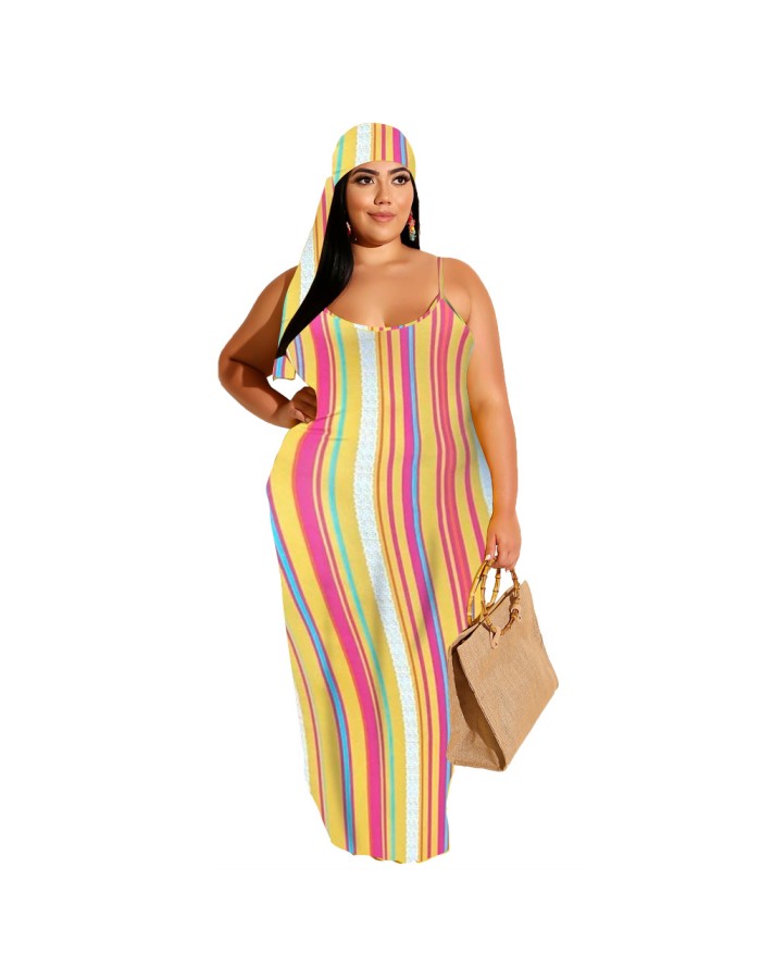 Plus Size Women's Casual Printed Sling Dress Fashion Dress M8622
