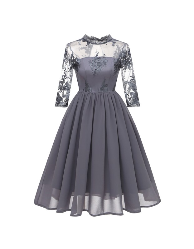 Chiffon See Through Night Sexy Clubwear Bridesmaid Embroidery Dress CD1661