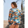 Long Sleeve Sexy Women Bikini Printed Mesh Casual Suit Swimwear 603