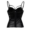 Women Black Leather Lace Patchwork Waist Trainer Corsets m1405