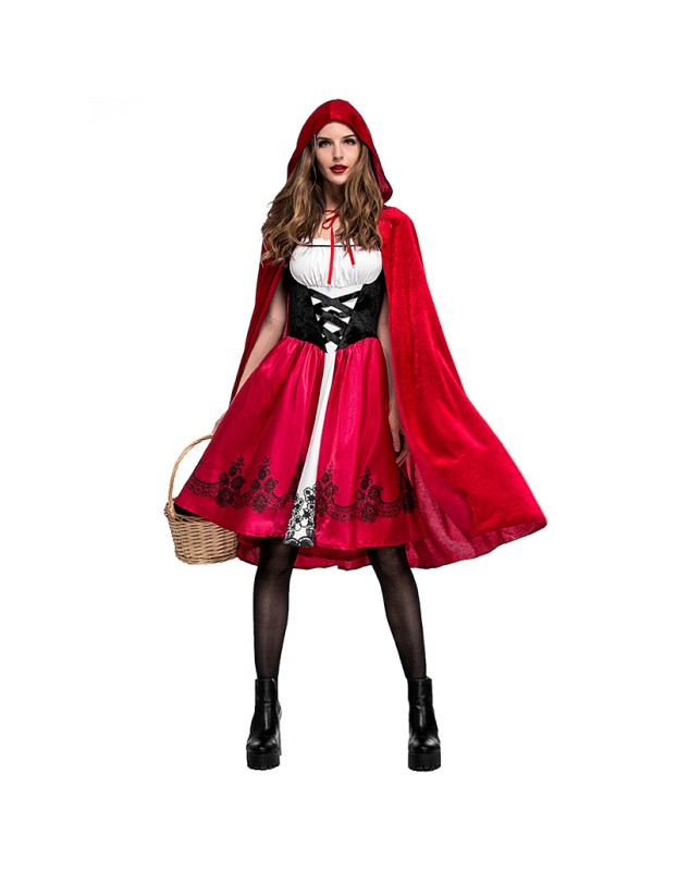 Little Red Riding Hood Costume Halloween Dress Party Suit Fairy Tale Cosplay SM40764