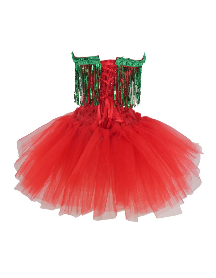 Sexy Sequin Christmas Corsets Bustiers with Tutu Skirt 2 Piece Set WK2305A