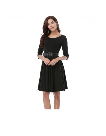 Pretty Fashion Office Lady Summer Casual Woman Dress With Belt