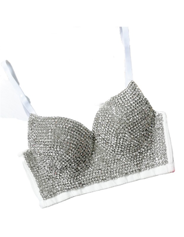 Body Shaping Wipe Chest Performance Sexy Crop Wrap Chest Nail Bead Top 8900