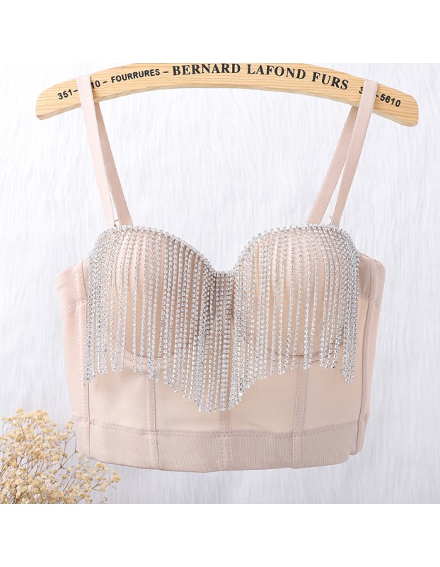 Tassel Drill Chain Shaping Short Style Backless Suspender Underwear 8045