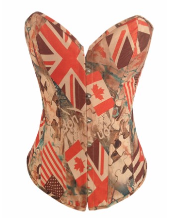 three countries flags pattern corsets m1265d