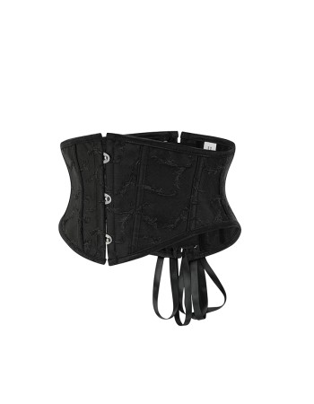 Black Embossed Jacquard Short Torso Underbust Corset Waist Slimming Shaperwear Belt 22067