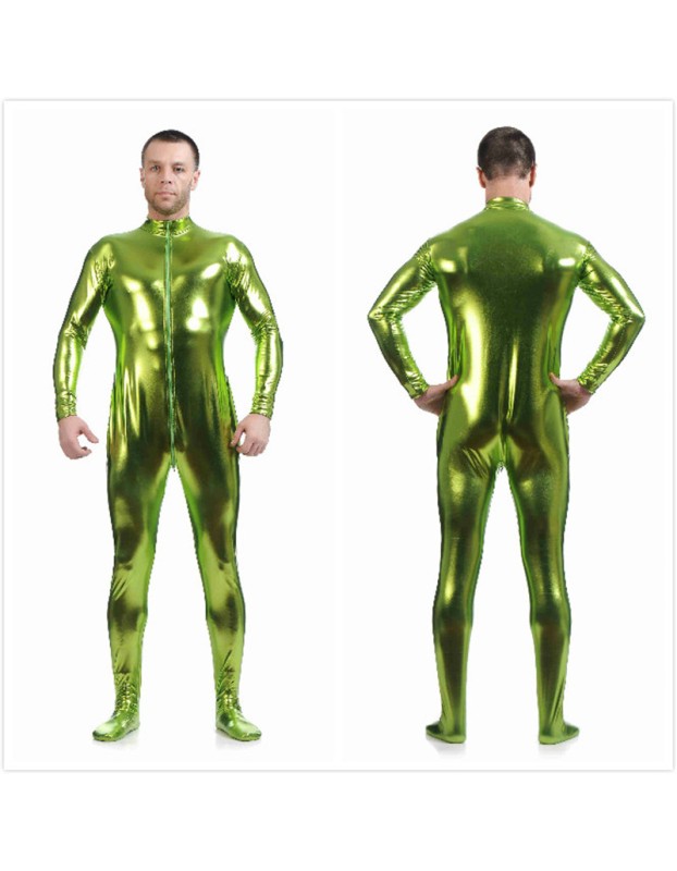 Mens Sexy Leather Metallic Zentai Suit M7328