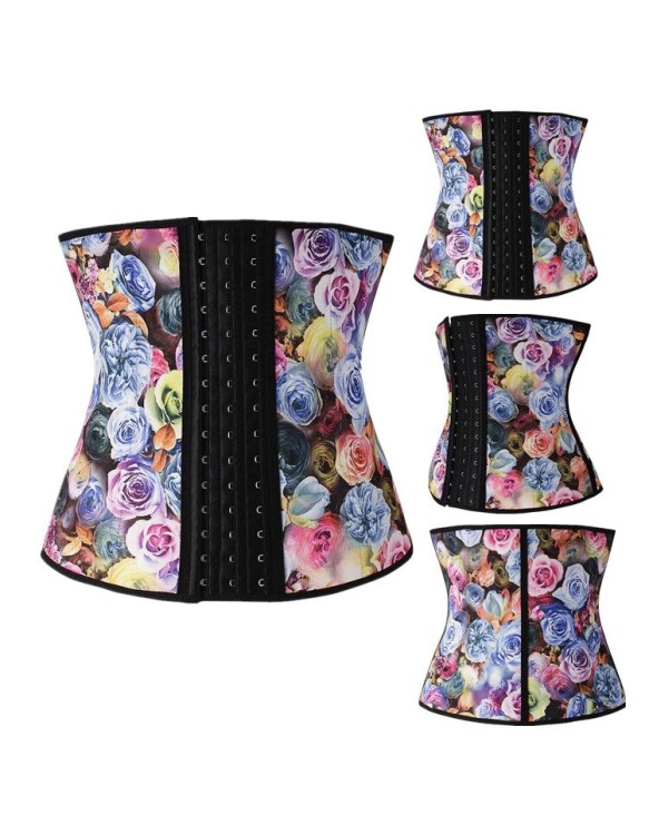 2016 New Style Flower 9 Steel Bones Latex Corsets M1303E