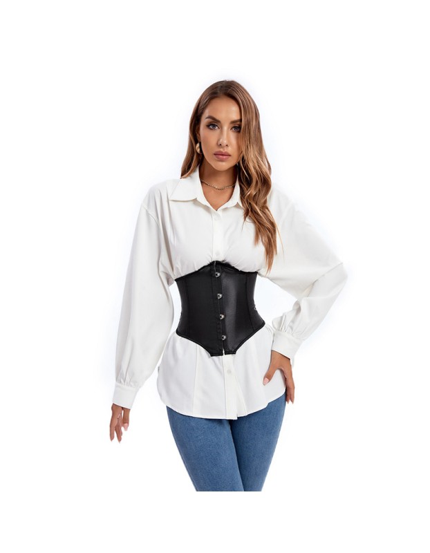 Plus Size Black Contracted Abdominal Belt Short Style Outer Wear Waist Corset QF859