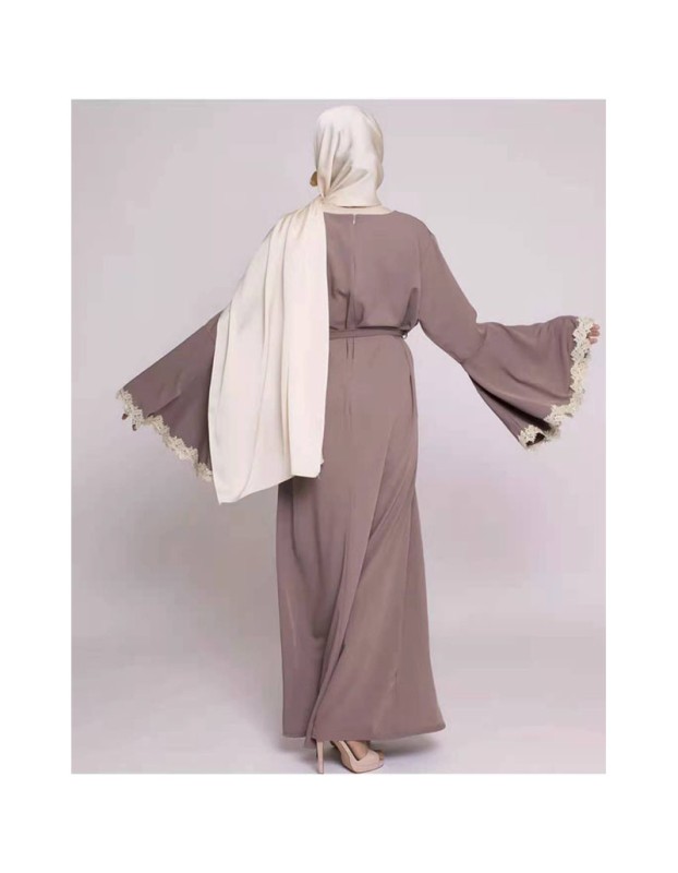 Stylish Patchwork Flared Sleeves Temperament Dress Long Women Dress 21668
