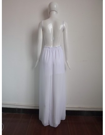 White Sleeveless Design Top Evening Dress M2310