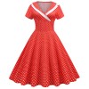 Polka Dots V Neck Women Casual Royal Blue Prom Spring Dresses JY15122