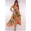 Women Summer Beach Print Floral Sexy Maxi Slip Dress Long Deep V Neck Halter Dress For Women