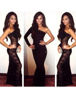 Black One Shoulder Design Evening Dress M2302