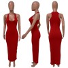 U neck causal woman dress fashionable sexy solid summer maxi dress M30120
