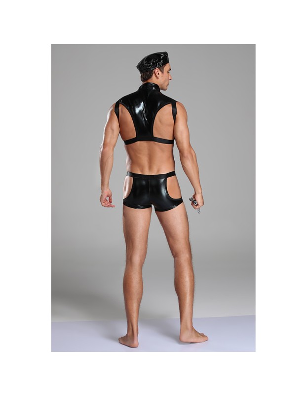 Police Cosplay Costume Male Corset Leather Sexy Set Strong Underwear 20210