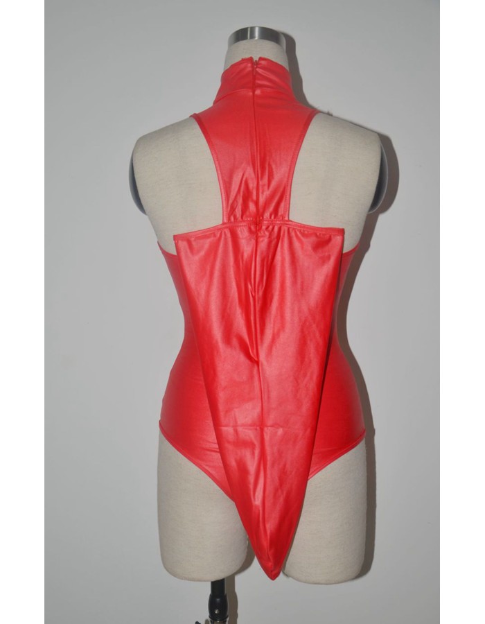 Womens Faux Leather Restraint Hands Sexy Bodysuit XX6650