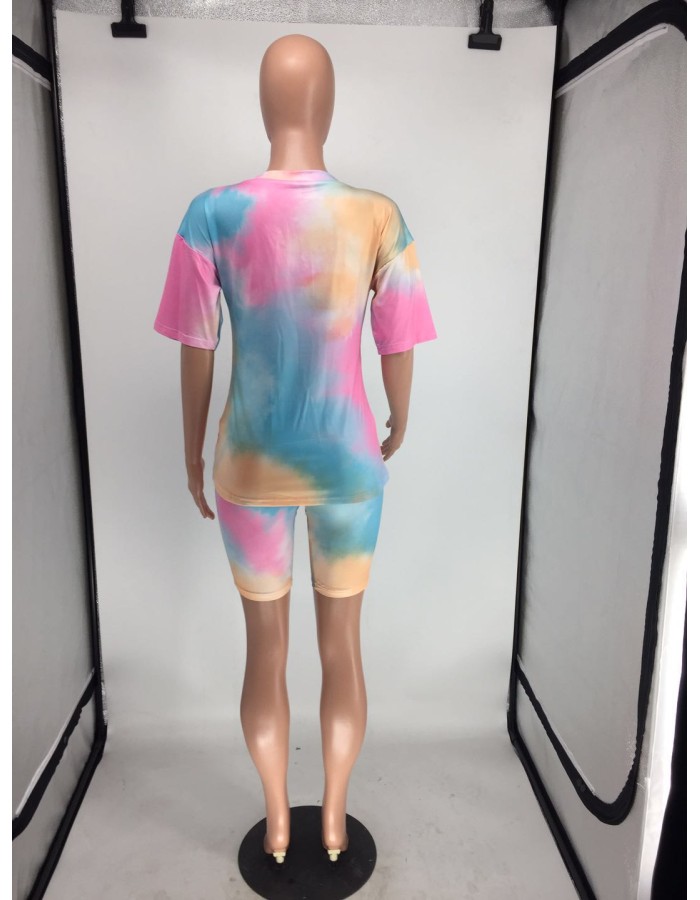 Tie Dye Printed 2 Piece Set Women Casual Outfits M8555