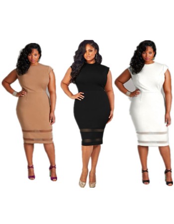 2015 fashion 3 colors midi plus size dress M30110