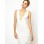 White Open Front Patchwork Bodycon Dress Sexy Midi Dress M3622